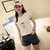 娇维安 夏季韩版体血衫 圆领短袖女士T恤 可爱学生图案女式t恤 女(白色 M)
