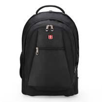 瑞士拉杆包男双肩背包多功能行李箱袋书包超大容量登机带轮旅行包女黑色(黑色)