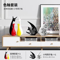 现代家居装饰品摆设中国红陶瓷工艺品福气临门创意客厅电视柜摆件