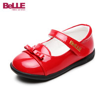 Belle/百丽1-3岁女童鞋17年夏季新款女童皮鞋婴童蝴蝶结魔术贴单鞋宝宝鞋学步鞋DE5832 CL(14.5码 红色)