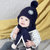 牛奶朋友冬季宝宝时尚护耳男女儿童毛线帽纯色绒布帽子围巾2件套(藏青色（单帽+围巾） 均码（42-50cm）)
