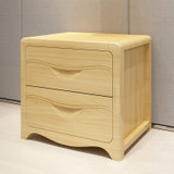 一米色彩 床头柜 实木床边柜 卧室家具 中式简易现代橡胶木(原木色 500*410*540mm)