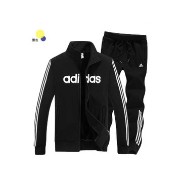 阿迪达斯 adidas 三叶草2016新款运动休闲套装(黑色 l)