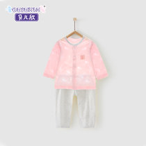 贝儿欣婴儿套装夏季薄款女宝宝休闲纯棉家居服套装空调服(80 粉红)