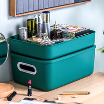 禧天龙彩色收纳系列桌面收纳盒塑料带盖化妆品储物箱衣物长方形杂物筐整理盒子(复古绿 20.5L一个装)