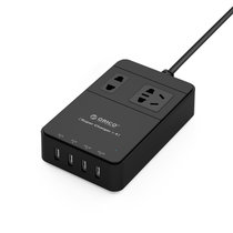 奥睿科（orico）TPC-2A4U智能USB充电排插旅行插座插线接线板抗电涌(黑色 1.5M)