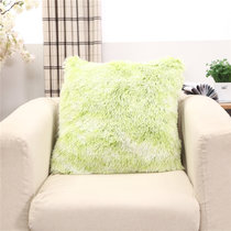 欧式长毛绒抱枕靠垫家用纯色简约仿皮草沙发靠背可爱办公室午睡枕(浅绿)
