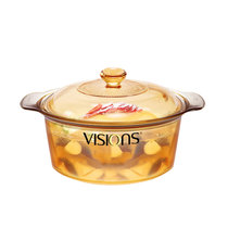 美国康宁VISIONS双耳汤锅精彩透明玻璃锅耐高温琥珀色汤锅0.8L-5L(琥珀色 VSD3.5L)
