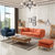 恒兴达 北欧组合整装客厅现代简约小户型3+1日式布艺沙发可拆洗布 送抱枕(橘色 三人位+脚踏)