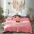 唐蔚床上用品 纯色水洗棉夏被日系简约空调被单双人纯色薄被子(樱花粉)