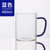 富光玻璃杯带把耐热透明大容量家用套装喝水杯牛奶啤酒杯泡茶杯子(蓝色400ml 默认版本)