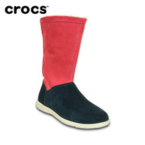 crocs卡骆驰 女士阿黛拉暖绒靴 暖平跟中筒靴保暖棉靴|15496 阿黛拉暖绒靴(罂粟红/水泥灰 39)