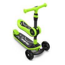 优贝儿童滑板车3-4-6岁青蛙王子二合一绿色款 溜溜车 滑滑车 发光轮 可折叠 促进宝宝平衡 手眼协调能力