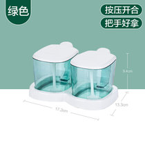 茶花调味罐家用一体多格调料盒组合套装厨房盐罐调料罐调味盒塑料(2格绿色)
