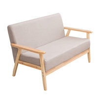 一米色彩 简易沙发 北欧田园布艺双人宜家单人沙发椅小型实木简约日式沙发(轻灰色 双人位)