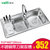 华帝卫浴 厨房双槽水槽套装 304不锈钢带刀架大容量洗菜盆  H-A3003-B.1