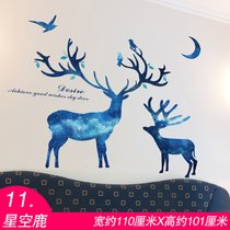 3D立体墙贴天花板壁纸自粘装饰卧室个性房顶寝室宿舍墙纸海报创意(11.星空鹿)