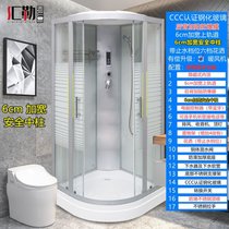 整体浴室整体淋浴房扇形滑轮玻璃隔断洗澡家用一体式封闭式沐浴房kb6(横条100电控、加宽安全大中柱10)
