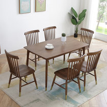 吉木多 北欧实木餐桌椅组合1.2 1.35 1.5米家用长方形饭桌轻奢家具（椅子默认温莎椅，如需牛角椅拍下备注）(1.5米胡桃色 单餐桌)