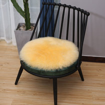 羊毛坐垫圆形椅垫可爱毛绒垫子加厚办公椅垫毛毛皮毛一体餐椅垫(米色)
