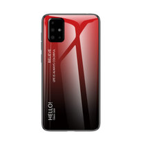 三星A51 5G手机壳新款a51渐变彩绘玻璃壳A51防摔软边保护套(渐变红)