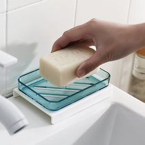 双层沥水香皂盒强力吸盘壁挂式创意卫生间浴室免打孔肥皂盒置物架(SQ-1168 蓝色 单个装)
