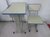 高中小学生学校课桌椅辅导补习班教室桌椅儿童学习桌写字网课书桌  升降式(蓝色和灰色 双滑道课桌椅)