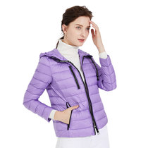 女士轻薄羽绒服连帽短款冬季时尚韩版修身显瘦大码保暖上衣外套6810(紫色 XXL)