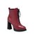 SUNTEK2021新款尖头粗跟短靴马丁靴潮女鞋系带厚底超高跟女靴子(38 酒红色高端版皮里)