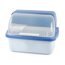 臻酷大号厨房碗柜塑料带盖置物架沥水碗架餐具收纳沥水架(蓝色 特大号碗柜)
