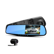 欧特莩V15 后视镜行车记录仪 可选双镜头高清1080P夜视停车监控4.3英寸 倒车后视 前后双录 夜视防水(双镜头标配+16G卡)