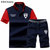 帛莱尼（bolainy）男式夏装短袖T恤 青少年运动套装休闲大码polo衫针织半袖D88(蓝色 M)