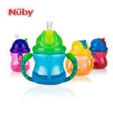 nuby(努比） 婴儿宝宝儿童双耳防漏pp吸管杯 240mL(蓝色)