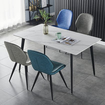 TIMI现代简约岩板餐桌椅组合(石白色 1.2米直边款一桌四椅（椅子颜色备注）)