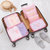 韩版旅行收纳袋六件套套装行李箱衣物整理内衣收纳包洗漱包tp8695(粉色)