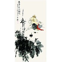 张宏侠 国画 人物画 水墨写意 竹子 芭蕉 竖幅立轴