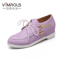 羽陌伦诗 春季系带风纯色金属装饰平底低跟女士单鞋 R110(紫色 39)