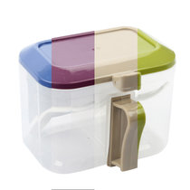 厨房PP塑料盐罐调料瓶家用手提带盖创意2格/3格调味料盒2941-2(2941  2格 随机色)