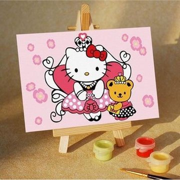 华庭丽娜diy数字油画 10x15 kt猫与小熊公主 学习绘画