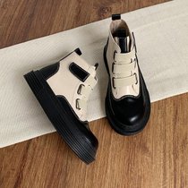 SUNTEK复古英伦风2021年冬季新款女鞋加绒学生时尚洋气马丁靴女短靴潮(39 黑色)