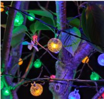 LED太阳能小彩灯户外防水满天星圣诞灯串阳挂件台花园庭院装饰灯(2.3厘米气泡球-彩色 太阳能-12米100灯【8模式】)