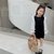 秋季女童连衣裙韩版新款洋气儿童装小女孩拼接袖公主裙子 黑白 90cm(110cm 默认版本)