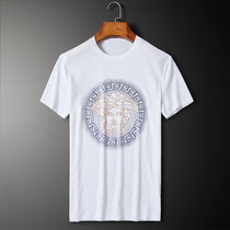 欧洲站美杜莎夏季2020新款潮流牌男士丝光棉烫钻短袖T恤大码体恤3(2XL 白色)