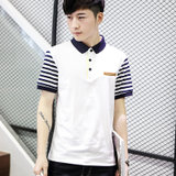 左岸男装 夏季新款男短袖T恤青少年修身韩版翻领上衣服半袖潮(白色 M)