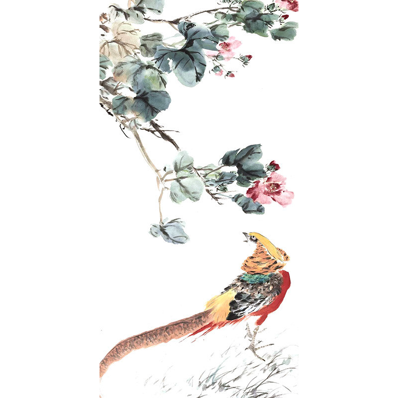 国画花鸟锦上添花花鸟竖式字画玄关客厅办公室中式装饰画