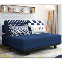 SKYMI简约沙发床坐卧两用沙发布套可拆洗可折叠布艺沙发多功能沙发客厅沙发(深蓝色 1.2米)