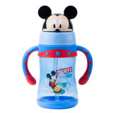 迪士尼（Disney）水杯宝宝学饮杯 儿童水杯吸管杯 宝宝带手柄吸管杯(蓝色米奇造型300ml)
