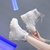 SUNTEK马丁靴女鞋英伦风2021年新款秋冬季加绒棉鞋秋款百搭内增高短靴子(39 米白色【单里】)