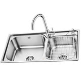 欧琳（OULIN）水槽+龙头套餐 304不锈钢洗菜盆洗碗池 厨房水池双槽JBS2T-OLWG76420（7512S）