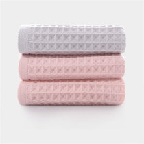图强蜂窝童巾t2380-灰色1条+粉2条 轻薄便携柔软吸水